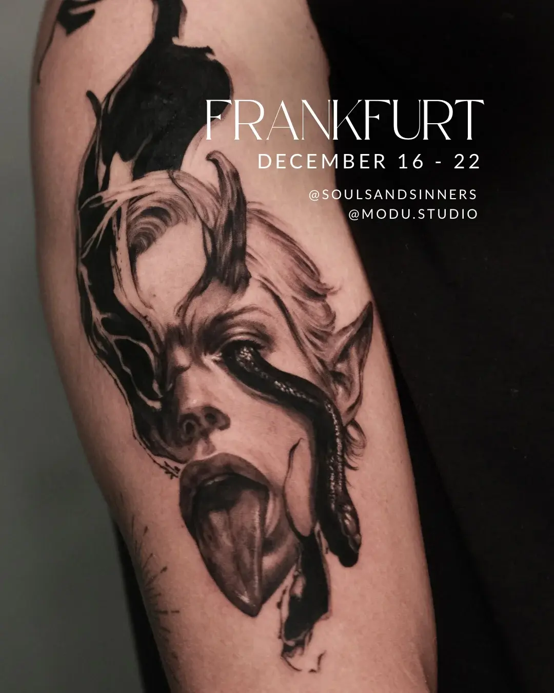 Tour de tatuajes en Frankfurt — Souls & Sinners / Modu Studio · Fechas 12–20 Dic